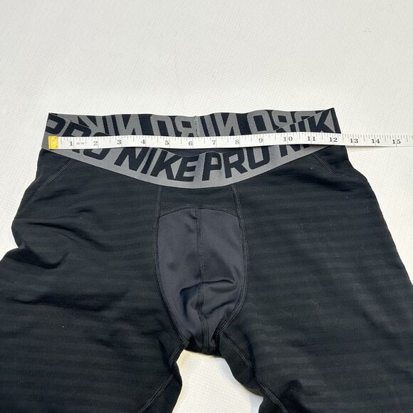 Nike Pro Mens XL Compression Running Tights Stretch Logo Black Gray Striped - Picture 8 of 11